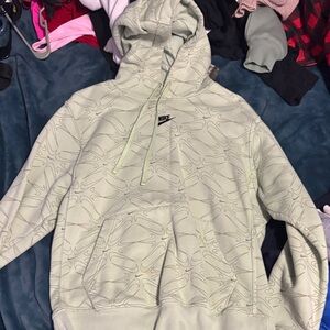 Nike Light Green Patterned Hoodie with Black Logo